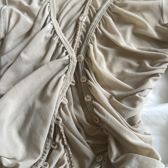 Zara Tan Ruched Fitted Blouse - Picture 7 of 8